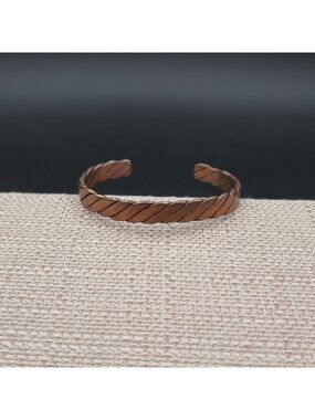 7 Inch Handmade Twisted Copper Cuff Bracelet, Rustic Hand Forged Bangle B1212